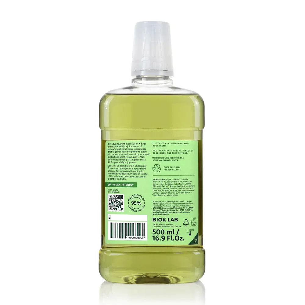 ECODENTA Mondwater Multifuctional met salie, aloë vera & muntolie
